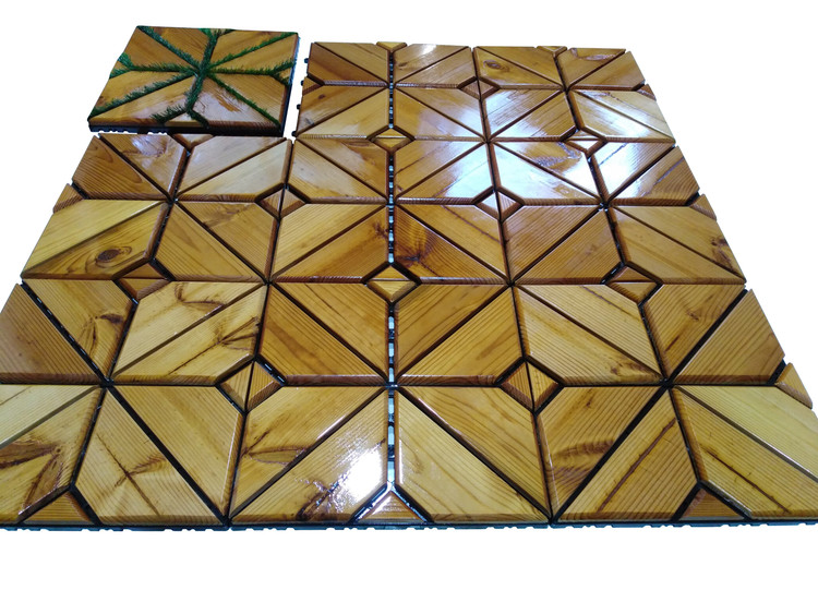 کفپوش تایل ترموود با لاک محافظ با 5 سال ضمانت دربرابر پوسیدگی ترموود وشاسی پلاستیکی مناسب فضای داخلی وخارجی ساختمان مانند استخر، سونا، باغ، بالکن