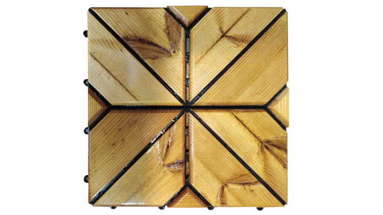 کفپوش تایل ترموود با لاک محافظ با 5 سال ضمانت دربرابر پوسیدگی ترموود وشاسی پلاستیکی مناسب فضای داخلی وخارجی ساختمان مانند استخر، سونا، باغ، بالکن