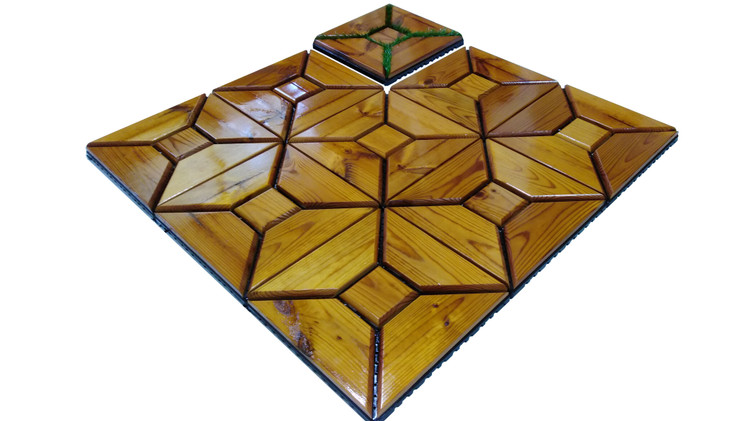 کفپوش تایل ترموود چمنی با لاک محافظ با 5 سال ضمانت دربرابر پوسیدگی ترموود وشاسی پلاستیکی مناسب فضای داخلی وخارجی ساختمان مانند استخر، سونا، باغ، بالکن