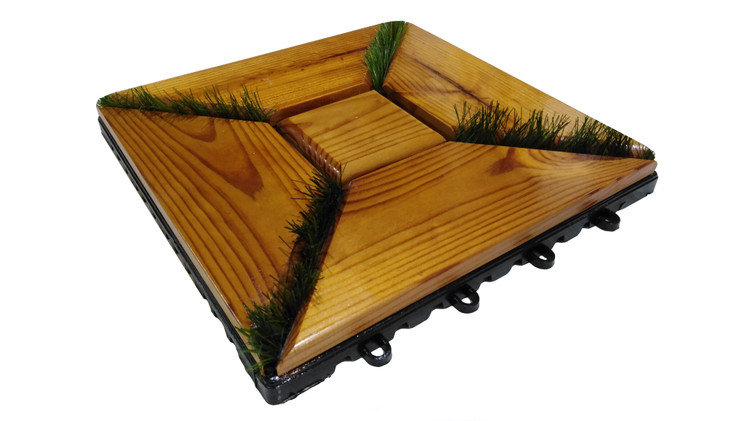 کفپوش تایل ترموود چمنی با لاک محافظ با 5 سال ضمانت دربرابر پوسیدگی ترموود وشاسی پلاستیکی مناسب فضای داخلی وخارجی ساختمان مانند استخر، سونا، باغ، بالکن