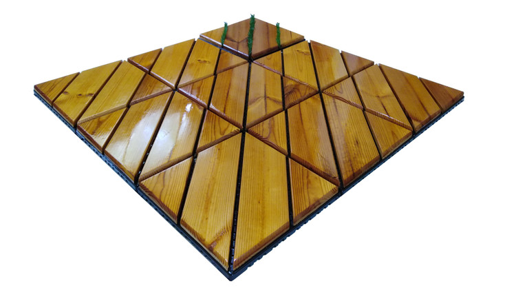 کفپوش تایل ترموود با لاک محافظ با 5 سال ضمانت دربرابر پوسیدگی ترموود وشاسی پلاستیکی مناسب فضای داخلی وخارجی ساختمان مانند استخر، سونا، باغ، بالکن