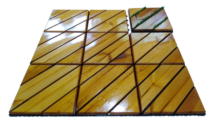 کفپوش تایل ترموود با لاک محافظ با 5 سال ضمانت دربرابر پوسیدگی ترموود وشاسی پلاستیکی مناسب فضای داخلی وخارجی ساختمان مانند استخر، سونا، باغ، بالکن