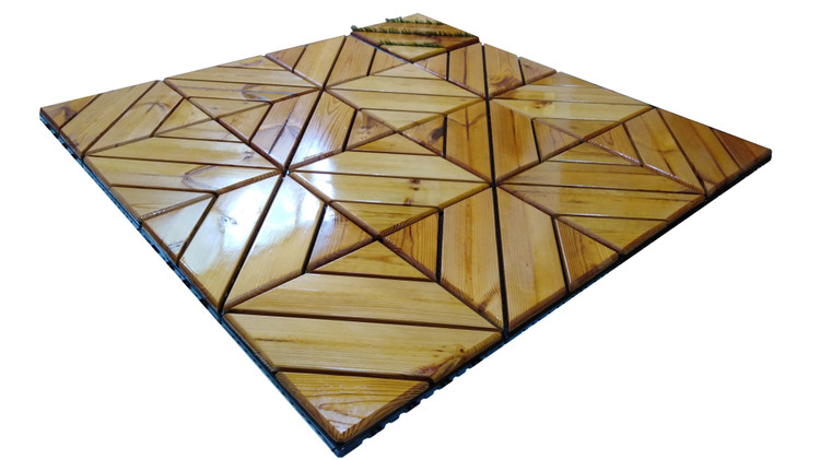 کفپوش تایل ترموود با لاک محافظ با 5 سال ضمانت دربرابر پوسیدگی ترموود وشاسی پلاستیکی مناسب فضای داخلی وخارجی ساختمان مانند استخر، سونا، باغ، بالکن