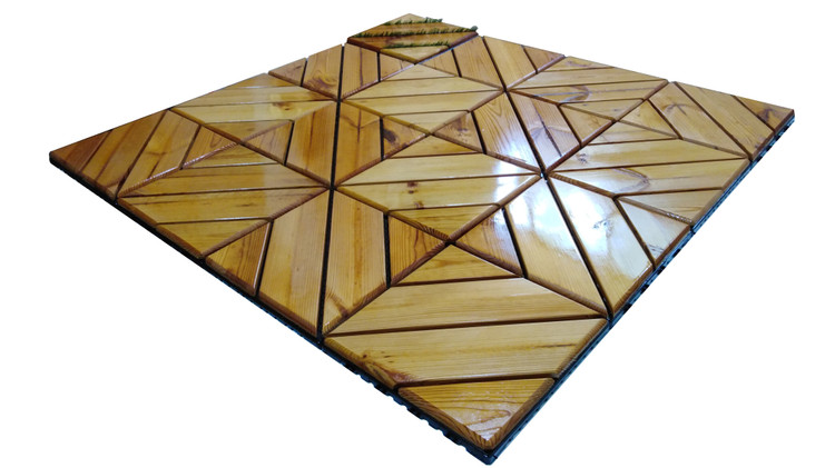 کفپوش تایل ترموود با لاک محافظ با 5 سال ضمانت دربرابر پوسیدگی ترموود وشاسی پلاستیکی مناسب فضای داخلی وخارجی ساختمان مانند استخر، سونا، باغ، بالکن