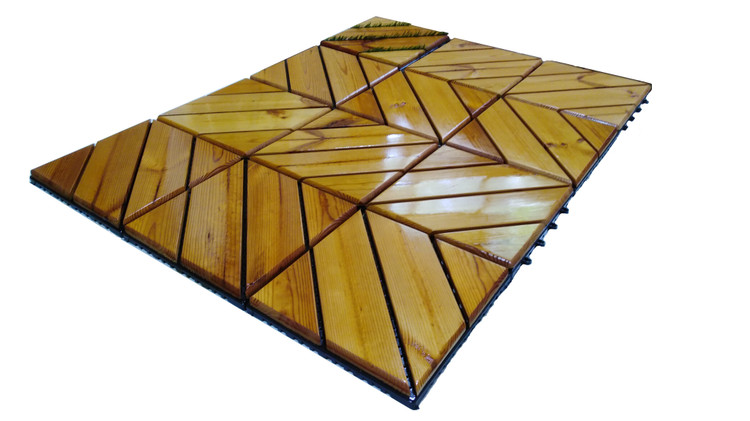 کفپوش تایل ترموود با لاک محافظ با 5 سال ضمانت دربرابر پوسیدگی ترموود وشاسی پلاستیکی مناسب فضای داخلی وخارجی ساختمان مانند استخر، سونا، باغ، بالکن