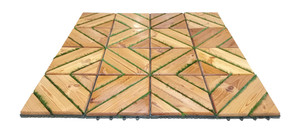 کفپوش تایل ترموود چمنی با لاک محافظ با 5 سال ضمانت دربرابر پوسیدگی ترموود وشاسی پلاستیکی مناسب فضای داخلی وخارجی ساختمان مانند استخر، سونا، باغ، بالکن