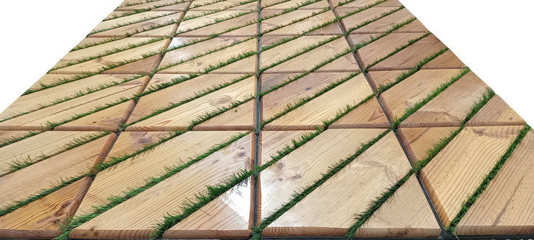 کفپوش تایل ترموود چمنی با لاک محافظ با 5 سال ضمانت دربرابر پوسیدگی ترموود وشاسی پلاستیکی مناسب فضای داخلی وخارجی ساختمان مانند استخر، سونا، باغ، بالکن