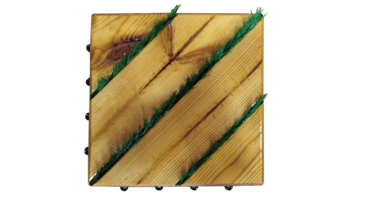 کفپوش تایل ترموود چمنی با لاک محافظ با 5 سال ضمانت دربرابر پوسیدگی ترموود وشاسی پلاستیکی مناسب فضای داخلی وخارجی ساختمان مانند استخر، سونا، باغ، بالکن