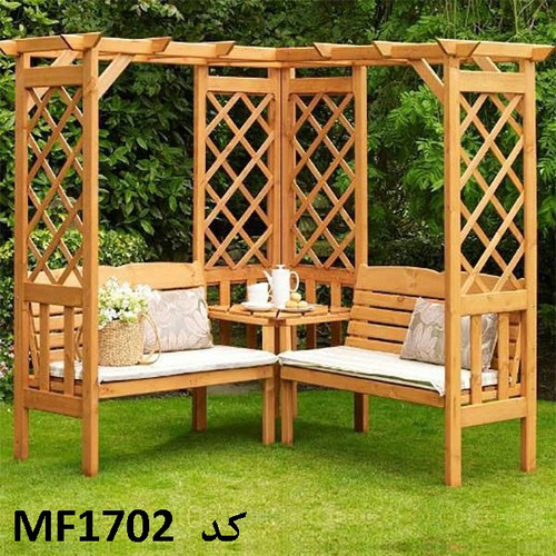 قیمت خرید مبلمان چوبی فضای باز باغی با چوب ترموود و توسکا خانه چوبی