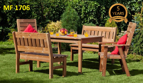 میز و صندلی ترموود 6 نفره ضد آب فضای باز باغی تولید شده از چوب ترموود کاج ساسنا و چوب توسکا چند لایه ضد آب با لاک پلی اورتان مناسب روفگاردن، باغ ویلا