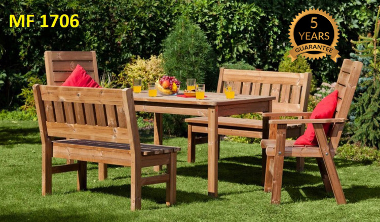 میز و صندلی باغی ترموود 6 نفره با لاک پلی اورتان - کد MF1706