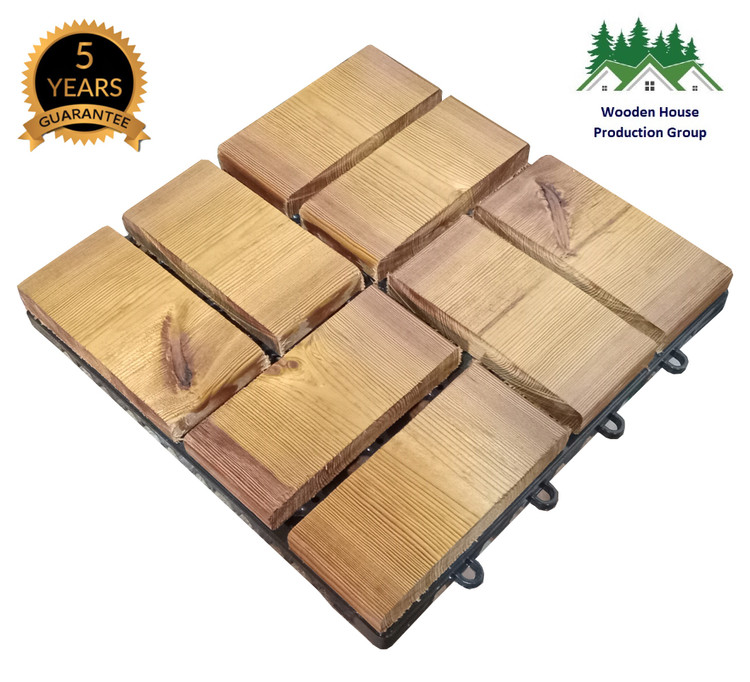 کفپوش تایل ترموود ضد آب با لاک محافظ پلی اورتان کد 30801 با 5 سال ضمانت شاسی پلاستیکی و چوب ترموود در برابر پوسیدگی