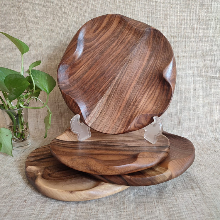 پیش دستی پذیرایی گروه تولیدی خانه چوبی ساخته شده از چوب گردو درجه یک آغشته شده به روغن گیاهی مخصوص ظروف غذایی با قابلیت شستشو با مواد شوینده