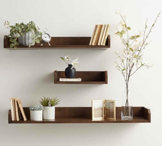 شلف دیواری با چوب چند لایه توسکا و رنگ گردویی تیره کد SH2211 گروه تولیدی خانه چوبی