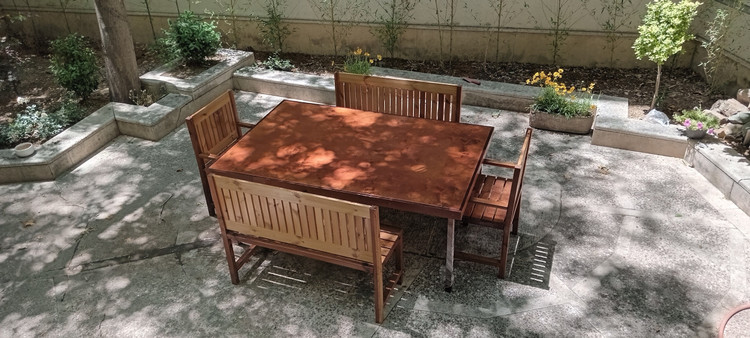 میز و صندلی باغی ترموود 6 نفره با لاک پلی اورتان - کد MF1706