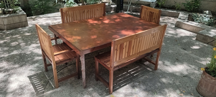 میز و صندلی باغی ترموود 6 نفره با لاک پلی اورتان - کد MF1706