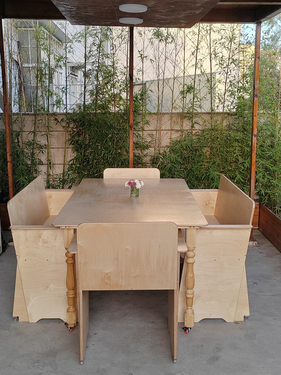 میز و صندلی غذا خوری باغی 6 نفره ضد آب با چوب چند لایه توسکا کد MF1720