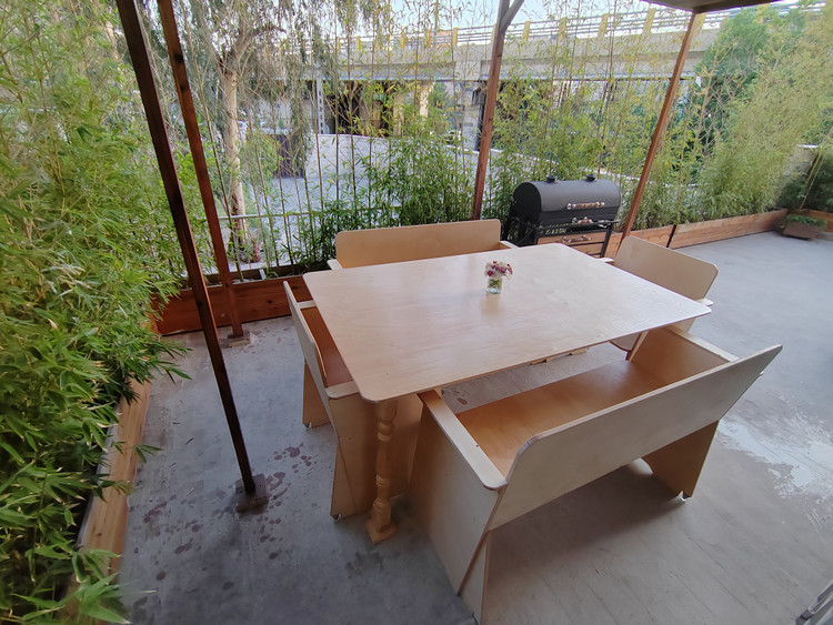 میز و صندلی باغی 6 نفره ضد آب با چوب طبیعی توسکا کد MF1720