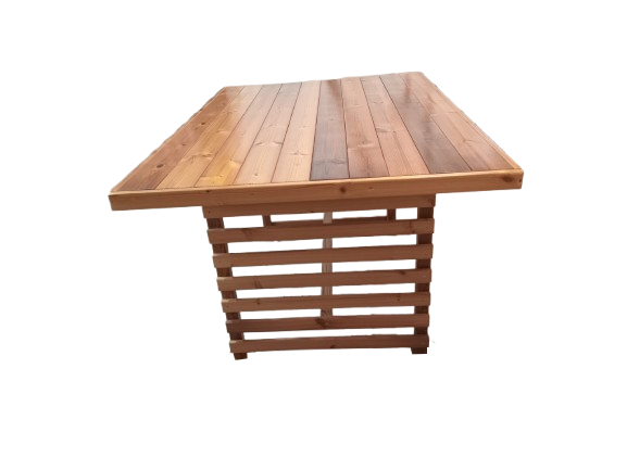 میز و نیمکت باغی ترموود 4 نفره با لاک پلی اورتان فضای باز - کد MF1703