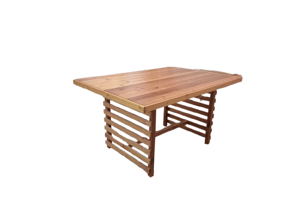 میز و نیمکت باغی ترموود 4 نفره با لاک پلی اورتان فضای باز - کد MF1703