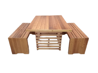 میز و نیمکت باغی ترموود 4 نفره با لاک پلی اورتان فضای باز - کد MF1703