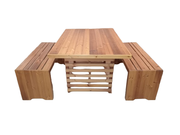 میز و نیمکت ترموود 4 نفره باغی با لاک پلی اورتان فضای باز - کد MF1703