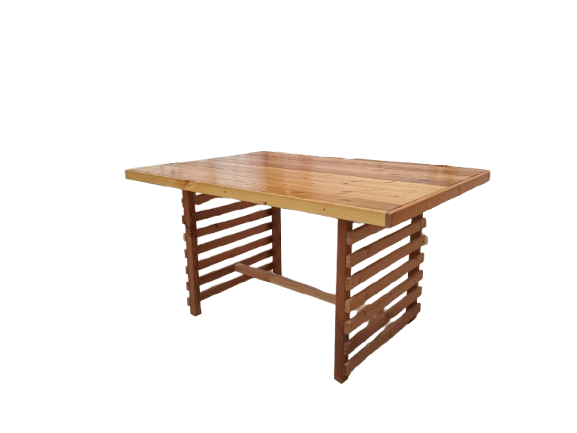 میز باغی ترموود گروه تولیدی خانه چوبی با لاک پلی اورتان فضای باز کد MF1703-1