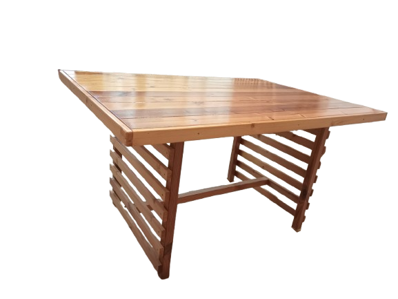 میز باغی ترموود گروه تولیدی خانه چوبی با لاک پلی اورتان فضای باز کد MF1703-1