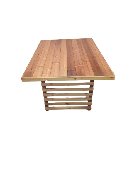 میز باغی ترموود گروه تولیدی خانه چوبی با لاک پلی اورتان فضای باز کد MF1703-1