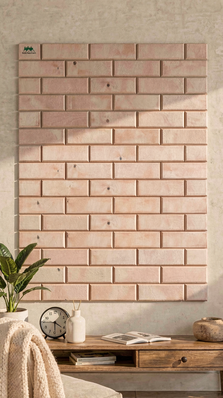 دیوارپوش چوبی پشت چسبدار طرح آجر با رنگ اقاقیا - کد DP 1210
