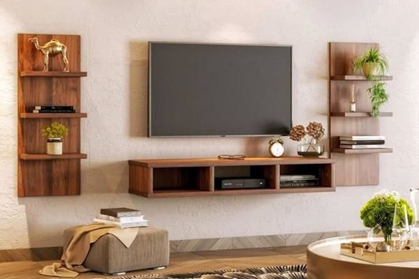 شلف و میز تلویزیون دیواری با چوب طبیعی توسکا (کد SH2212) گروه تولیدی خانه چوبی