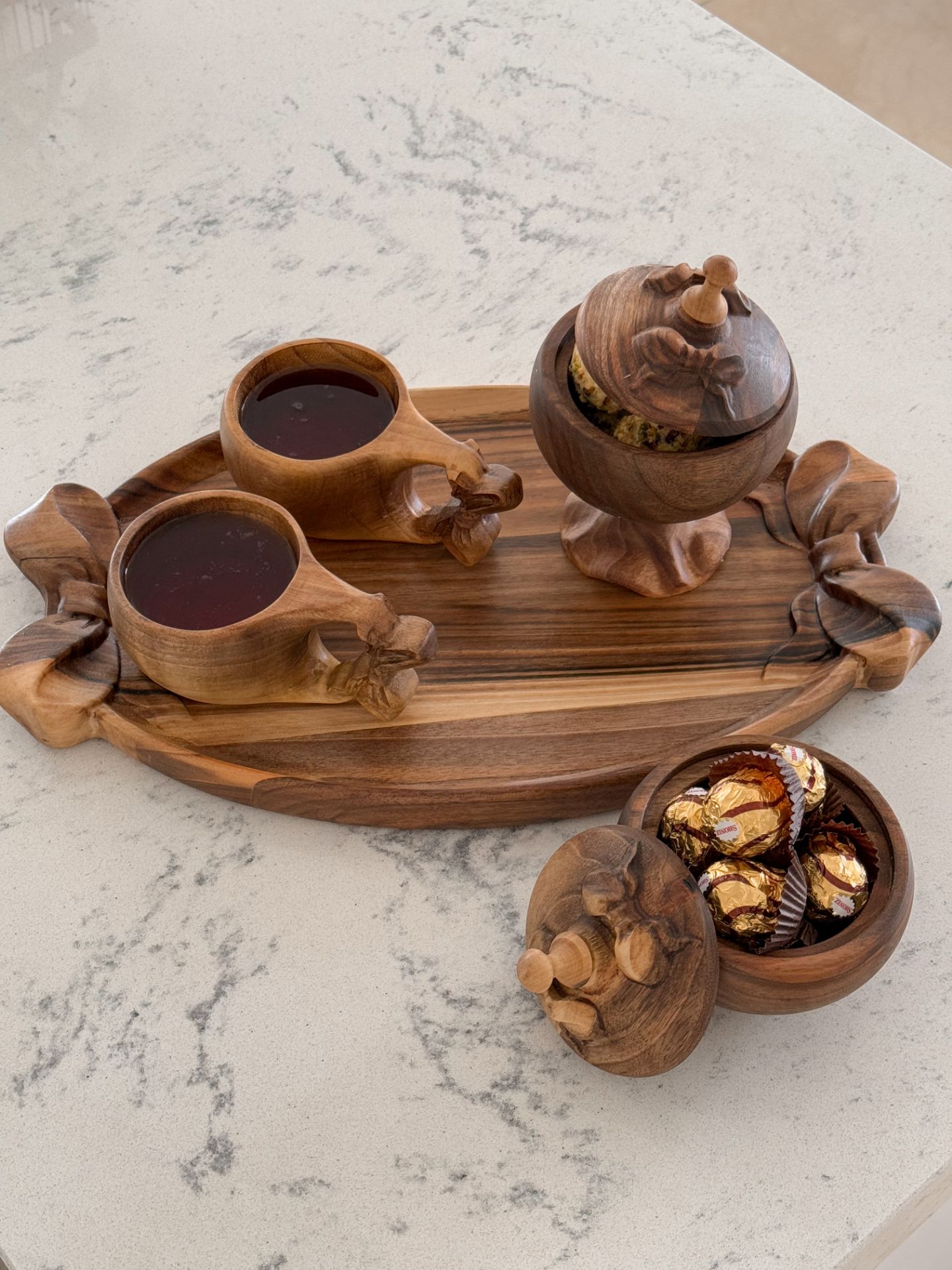 سینی پاپیون با چوب گردو گروه تولیدی خانه چوبی